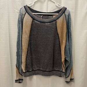Free People Colorblock Long Sleeve Top